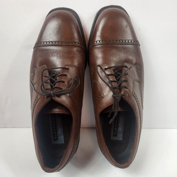 Florsheim Dress Shoe Men's 9 Brown Oxford Leather Brogue Detail Comfort - Picture 1 of 7